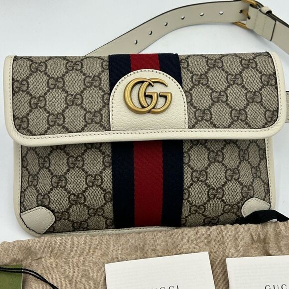 Women’s Gucci brown/white GG canvas web Ophedia Belt bag 80cm/32” adjustable - Picture 3 of 13